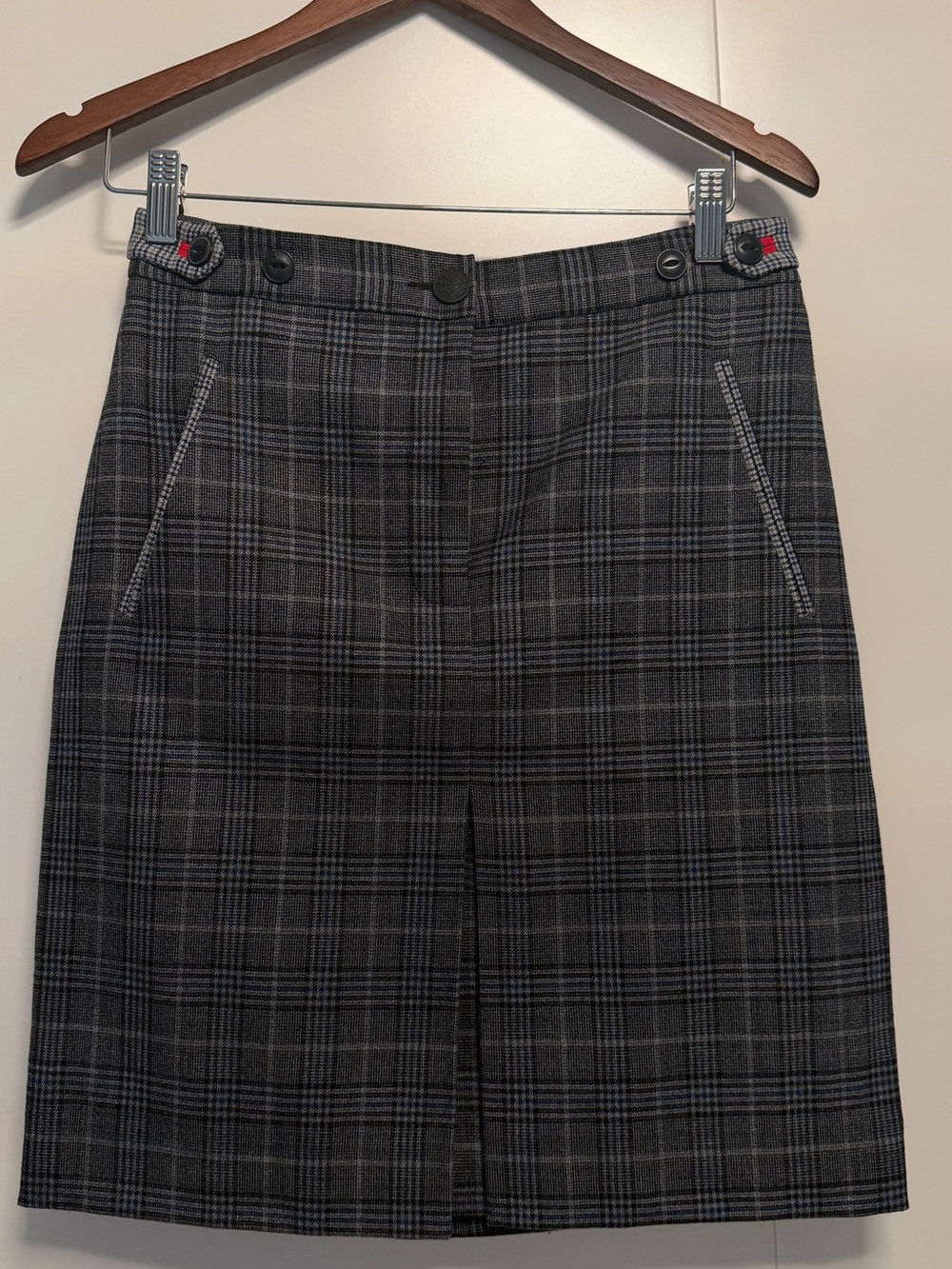 Rag & Bone Classic Gray Plaid Pencil Skirt - Women's